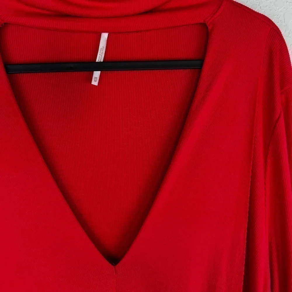 Free People Uptown Turtle Asymmetrical Hem Turtleneck Long Sleeve Top Size XS